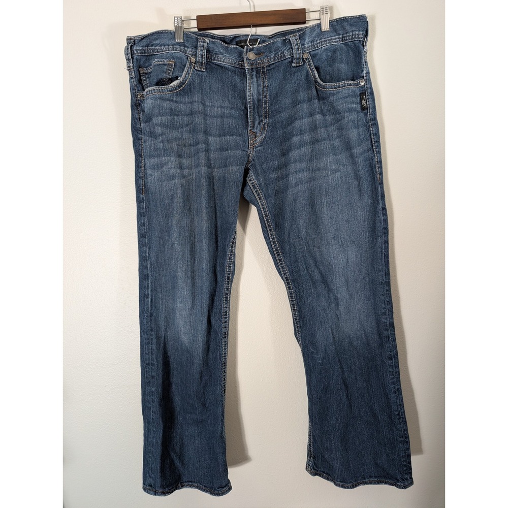 Silver Jeans Zac Fit 40/30 Relaxed Fit Straight Leg Jeans Mens M4408SDA495 Blue